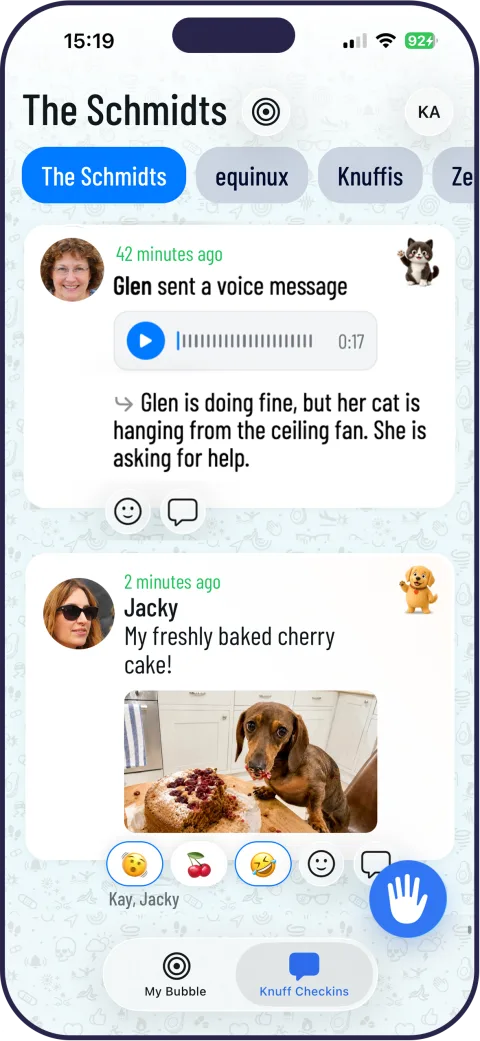 Knuff stream view showing group activity